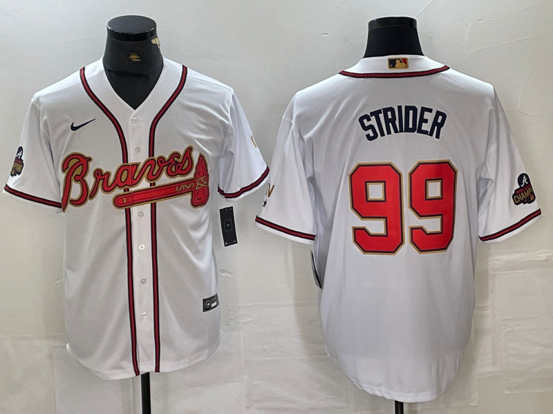 Men's Atlanta Braves Spencer Strider #99 White Jersey